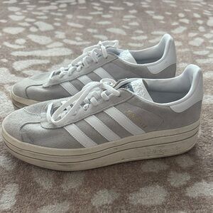 Adidas Women's Gray and White Platform Sneakers 9.5